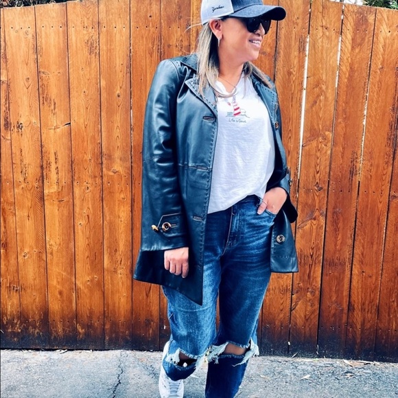 WORTH BLACK LEATHER COAT SZ XS - Picture 13 of 17